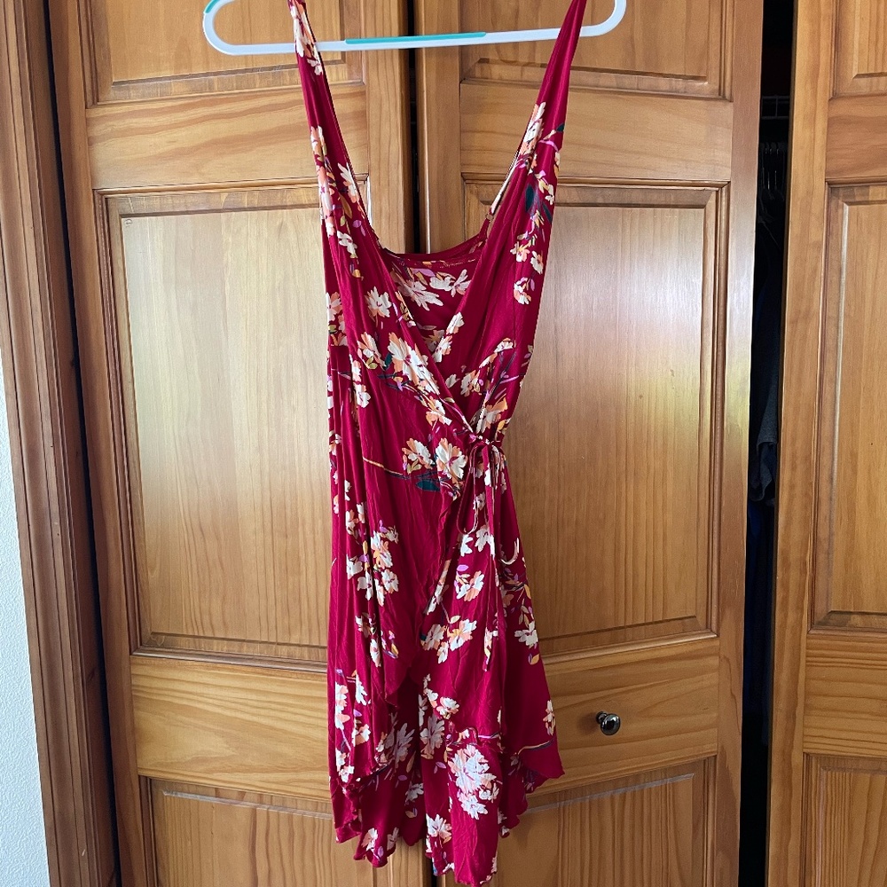 Cupshe Red Floral Wrap Dress